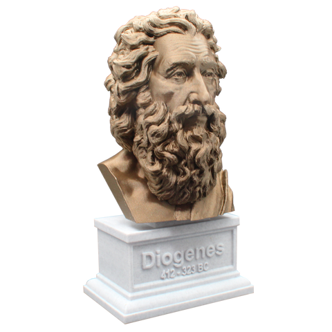 Diogenes the Cynic Greek Philosopher Sculpture Bust on Box Plinth